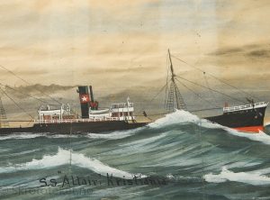 SS Altaire Kristiania – Akvarell av Fritz Malmsjö