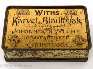 Withs Karvet Bladtobak fra Johannes N. With’s Tobaksfabrikker, Christiania