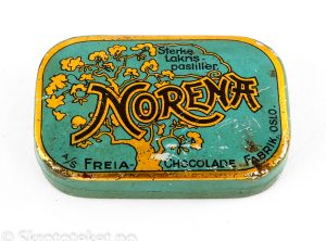 Norena – Sterke lakris pastiller (med hengslet lokk) – A/S Freia Chocolade fabrik, Oslo