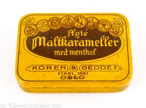 Ægte maltkarameller med Menthol – Koren & Gedde, Kristiania (1920-tallet)