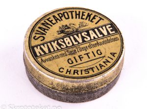 KVIKSØLVSALVE fra Svaneapotheket i Christiania (1890-tallet)