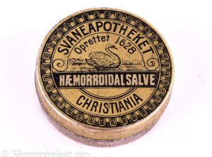 HÆMMORROIDALSALVE fra Svaneapotheket i Christiania (1890-tallet)